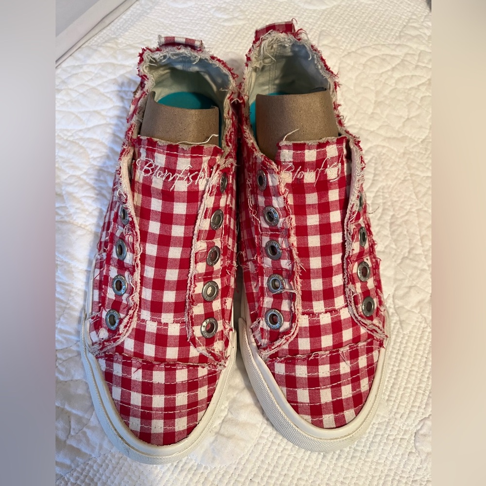 Blowfish Red Gingham Slip-On Women’s Sneakers